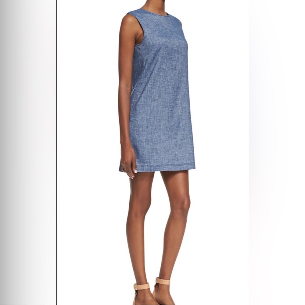 Theory Adraya Dark Blue Chambray Linen Blend Sheath Dress 4